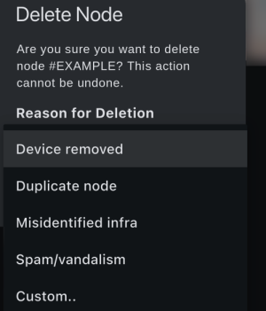 The DeFlock app’s delete options. “Device removed” was right there.
